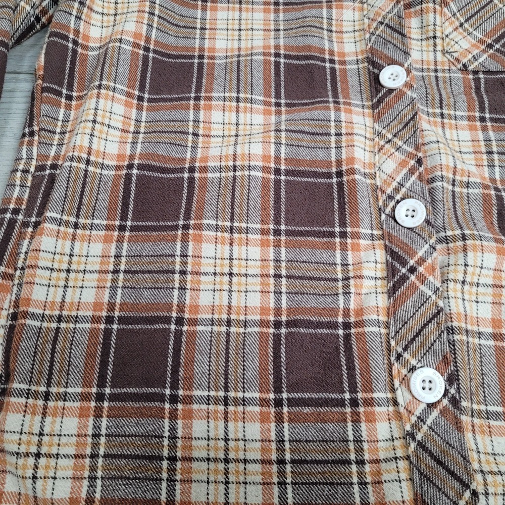 🐰Broken Promises x Happy Bunny Flannel Women's S Brown Plaid Graphic Y2K Art - Picture 8 of 16